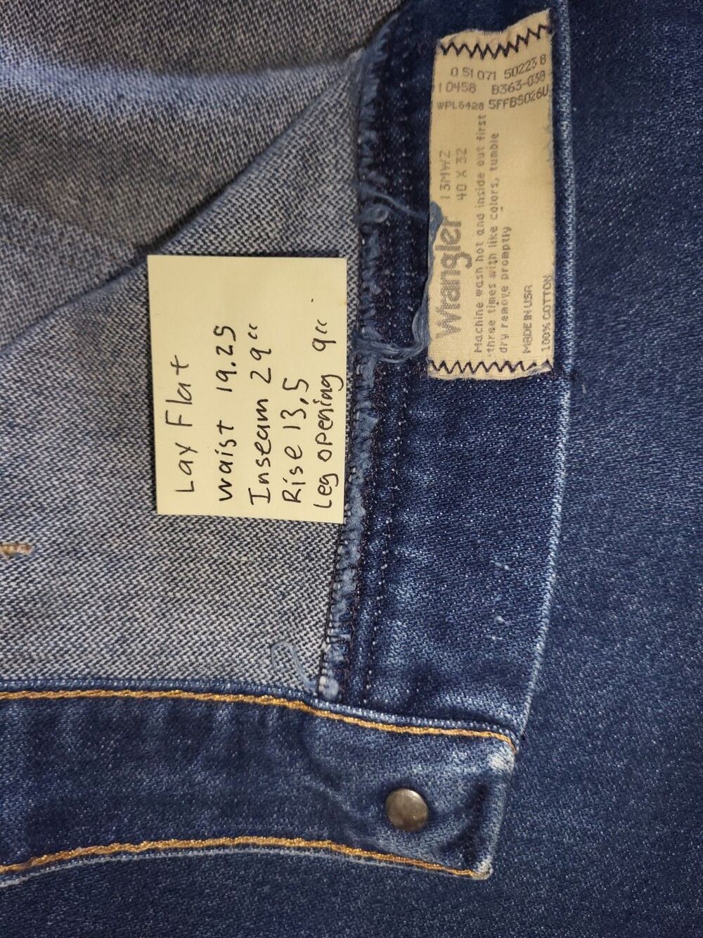 VTG 1986 Wrangler 13MWZ Jeans Made in USA Mens 38x29 Blue Denim Cowboy Cut 40x32 - Picture 5 of 8